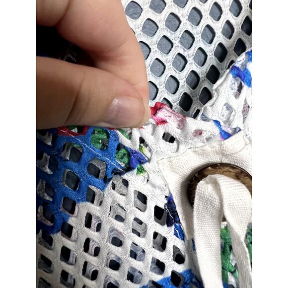 Mirror Image Open Knit Swimsuit Cover Up Coastal Grandma Cherry Floral 1x Women - Picture 5 of 10